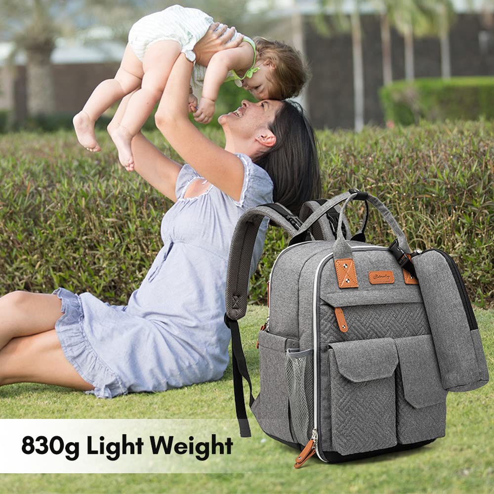 Zaino multifunzionale per pannolini per bambini a grande capacità di grande capacità con cinturino per passeggino per il bambino essenziale materno per viaggi di viaggio 28l