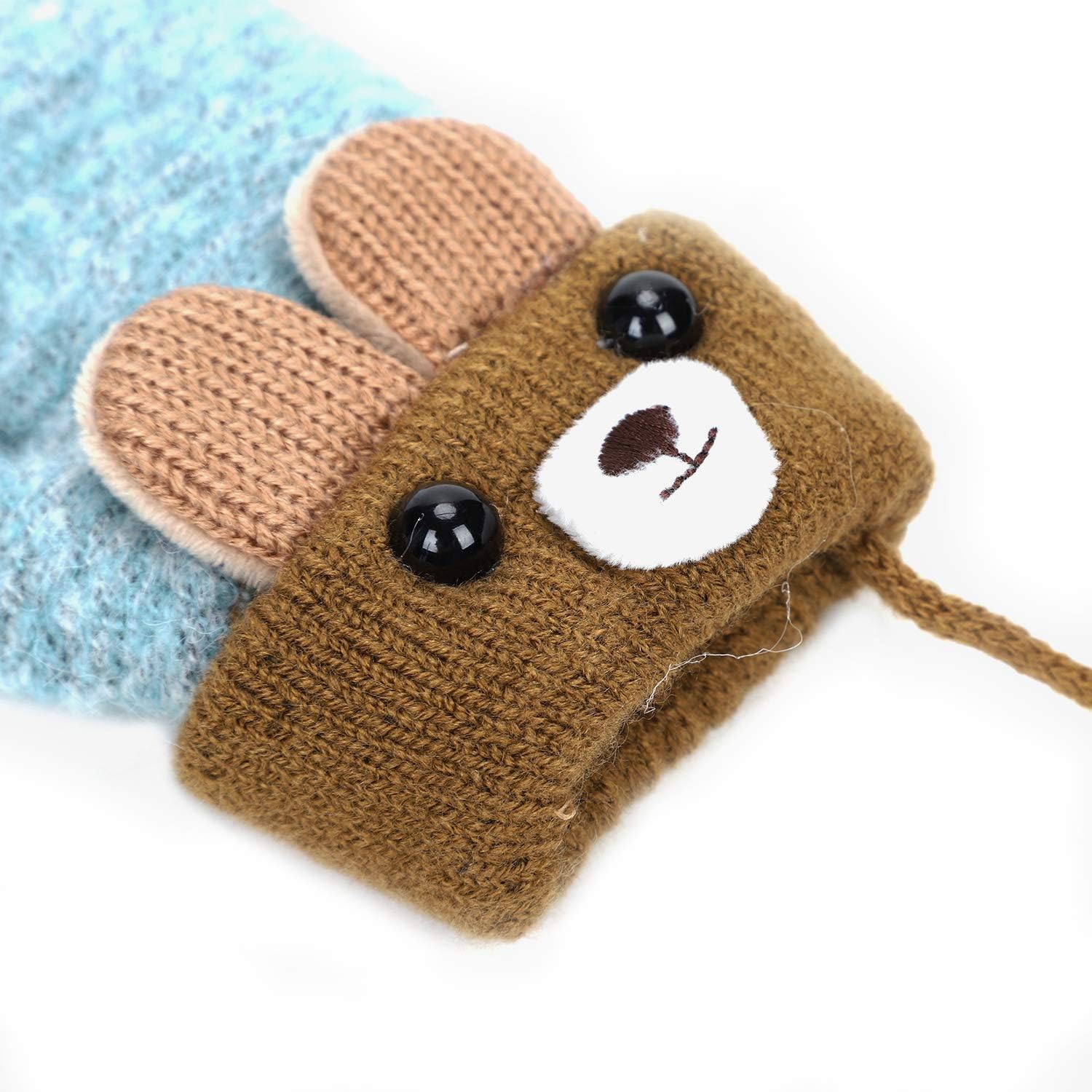 PENINSULA LOVE Toddler Winter Thermal Gloves Warm Knit Mittens Baby String Plush Gloves 1-3Year - Image 6