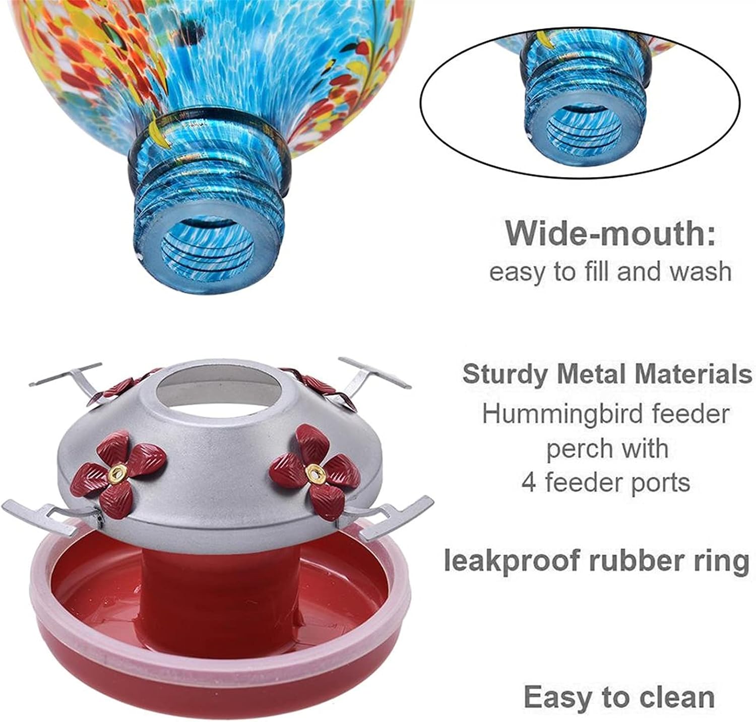 Hummingbird Feeder, Glass Flower Bird Feeder, Hummingbird Water Container for Garden, Outdoor Hummingbird Feeder