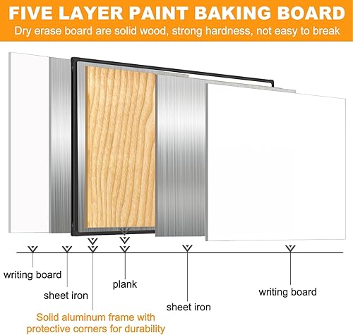 Miniatura 5 de Pizarra blanca rodante sobre ruedas de 72 x 48 pulgadas, pizarra de borrado en seco de doble cara con soporte, pizarra blanca grande con soporte,