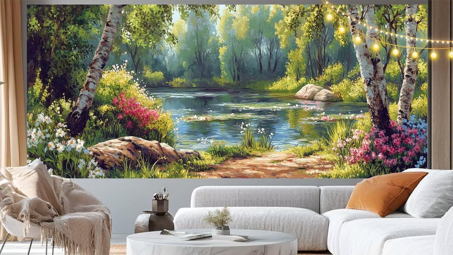 Diamond Painting Adulte Grand Format 200 x 100 cm, Diamond Painting Forêt Peinture Diamant, Broderie Diamant Kit Complet 5D DIY Cristal Peinture Point de Croix pour Décoration Murale Maison Fleur m272