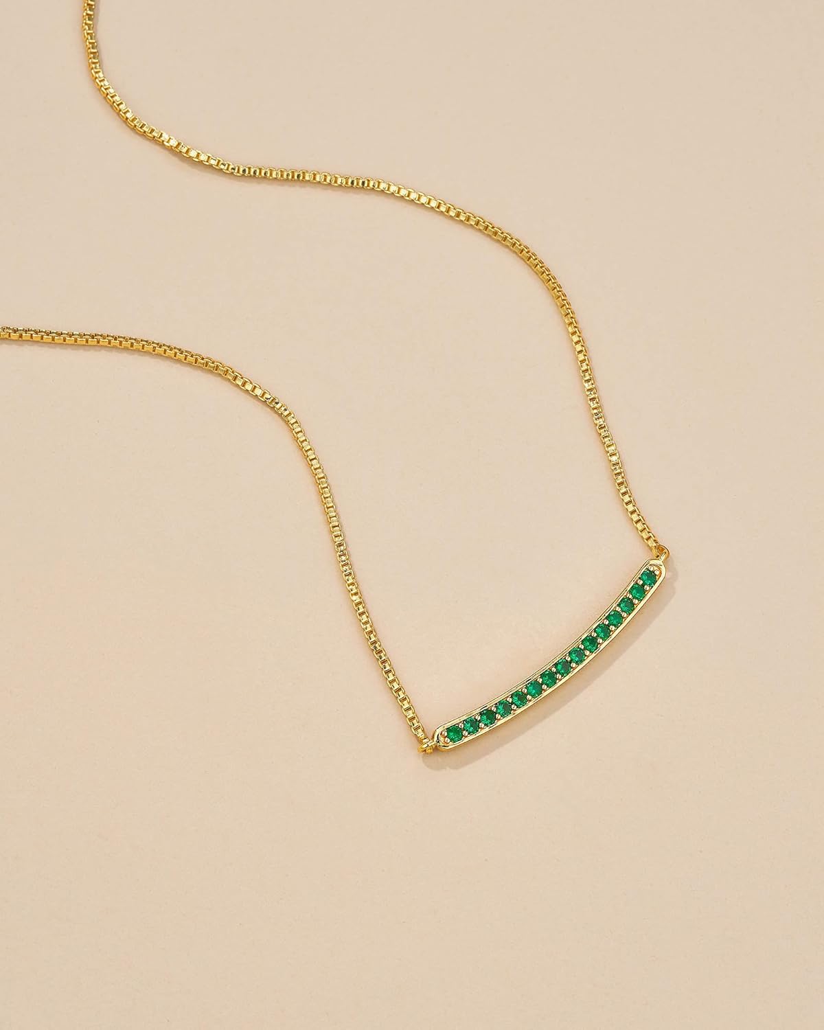 18K Gold Plated Stackable Adjustable Curved Horizontal Bar with CZ Pendant Necklace For Women by SNGIA, Dainty Drop Layered Trendy Birthstone Gemstone Charm Statement Jewelry Gifts, Bohemian Vintage Handmade Unique Cute Thin Skinny Dainty Chain Beaded Necklace, Summer Beach Fashion Nickle Free Created Rhinestone Accessories - Image 4