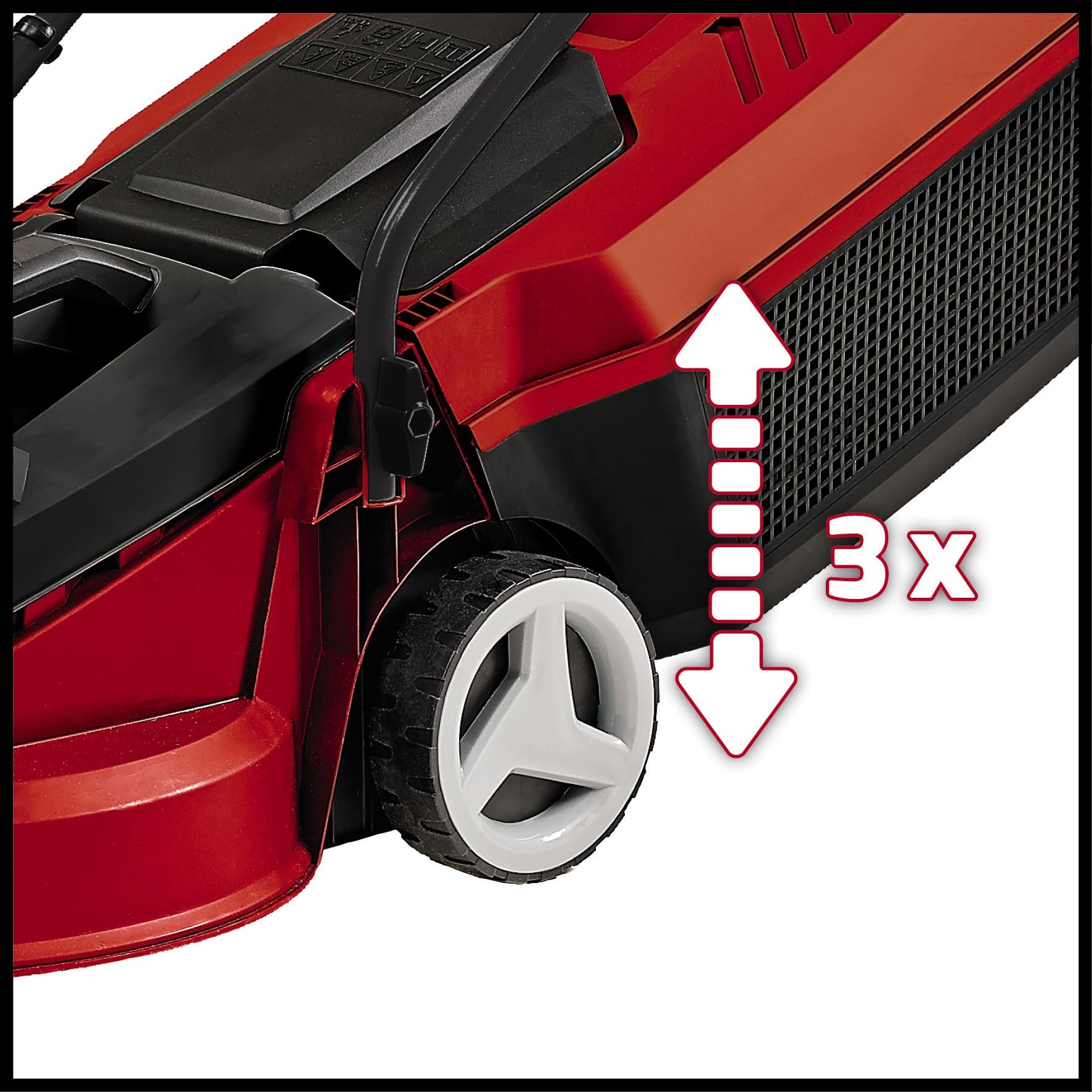 Einhell GCEM1030 Cortacésped eléctrico, 1000 V, 3 niveles, hasta 300m² de jardín, 25L de capacidad de bolsa, Rojo
