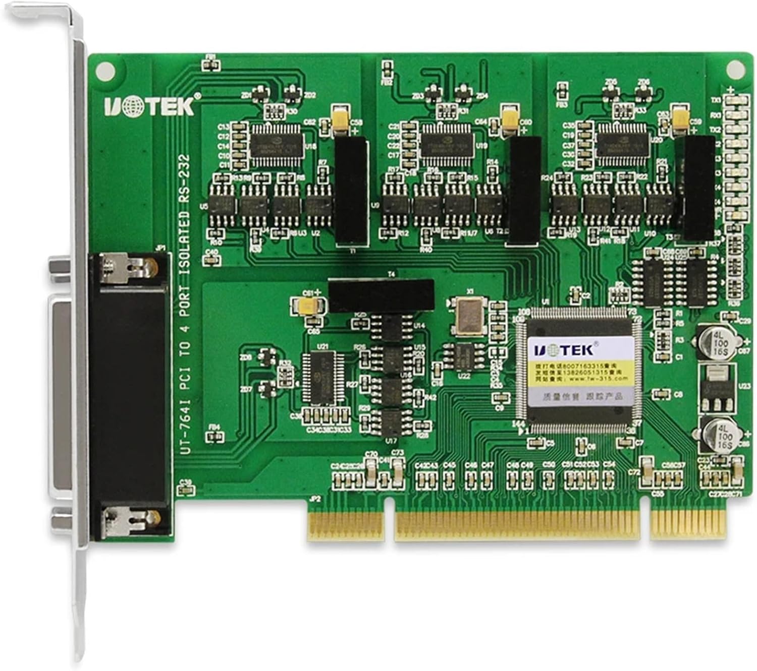 1PCS Industrial PCI to RS-232 Serial Card with Optical Isolation RS232 4 Ports High Speed DR44 Converter DB9 Connector UT-764I