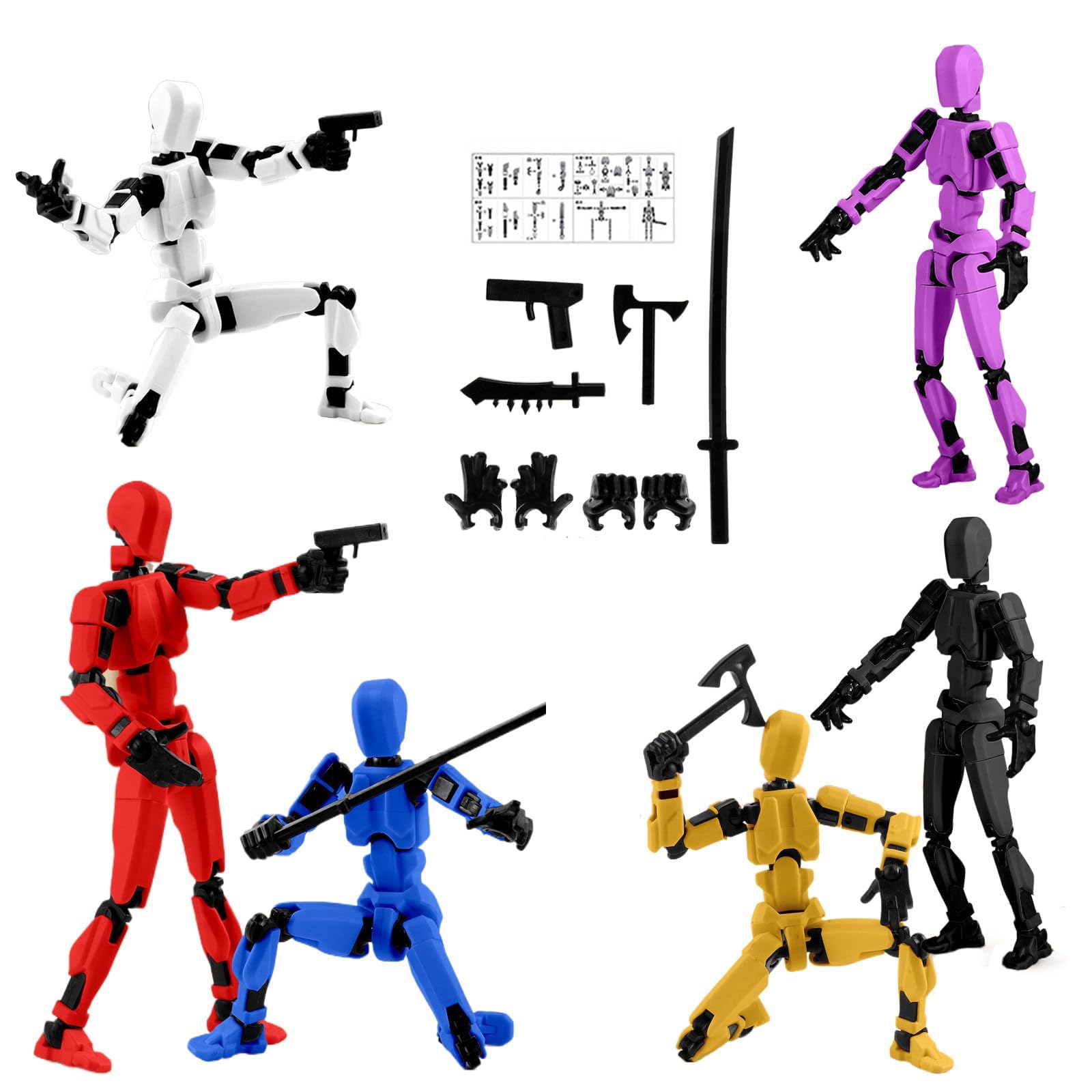 6sets t13 action figure,action figures, Strong and durable Multi Movable Joints Toys,3D Printed Multi-Jointed toy,It is an excellent toy for robot lovers and toys collectors.