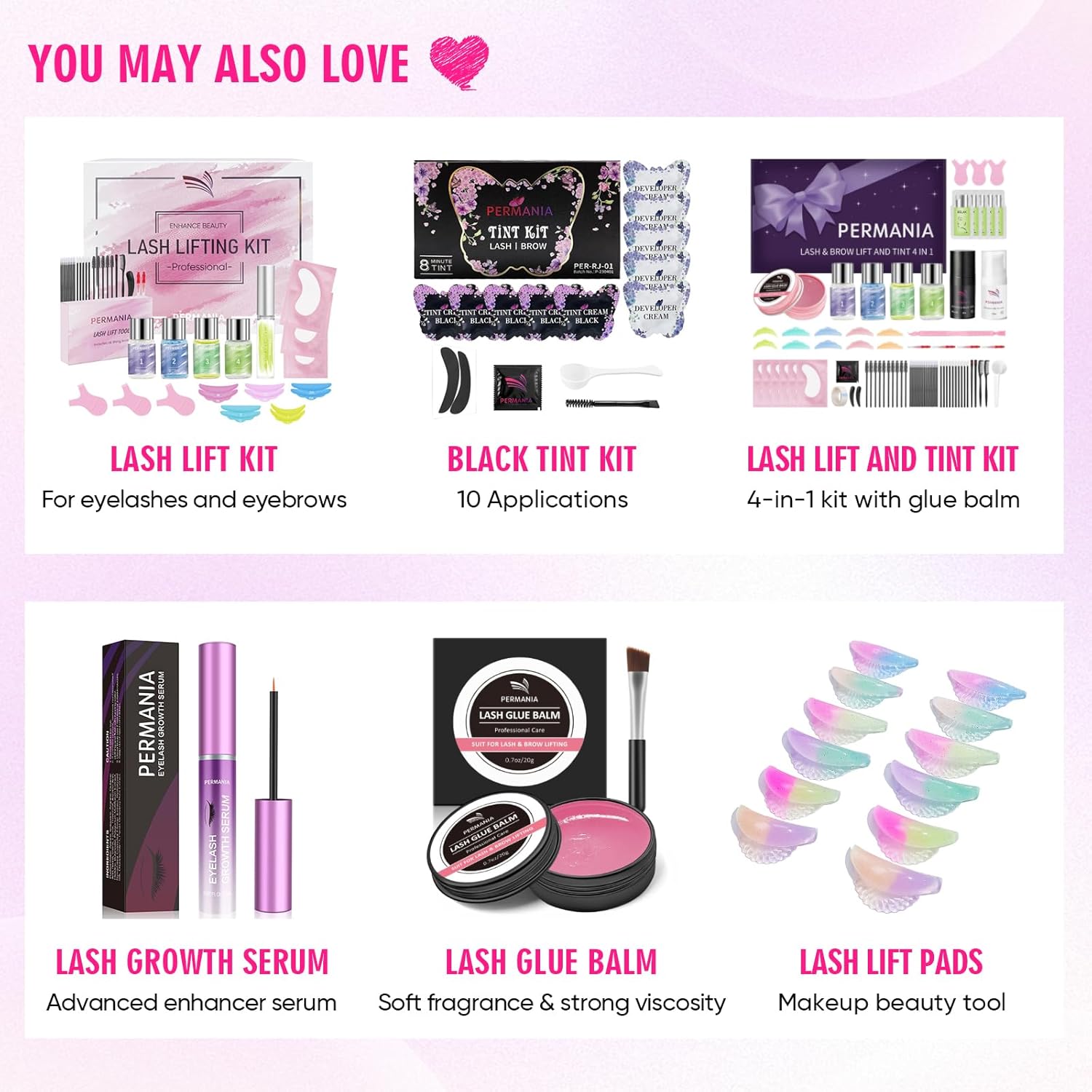 PERMANIA Lash Lift Kit, Lash Perm Kit, Fast Eyelash Lifting 5 Minutes DIY at Home with Strong Glue Disposable Sachet Lash Lifting Kit Last 6 Weeks (30pcs）