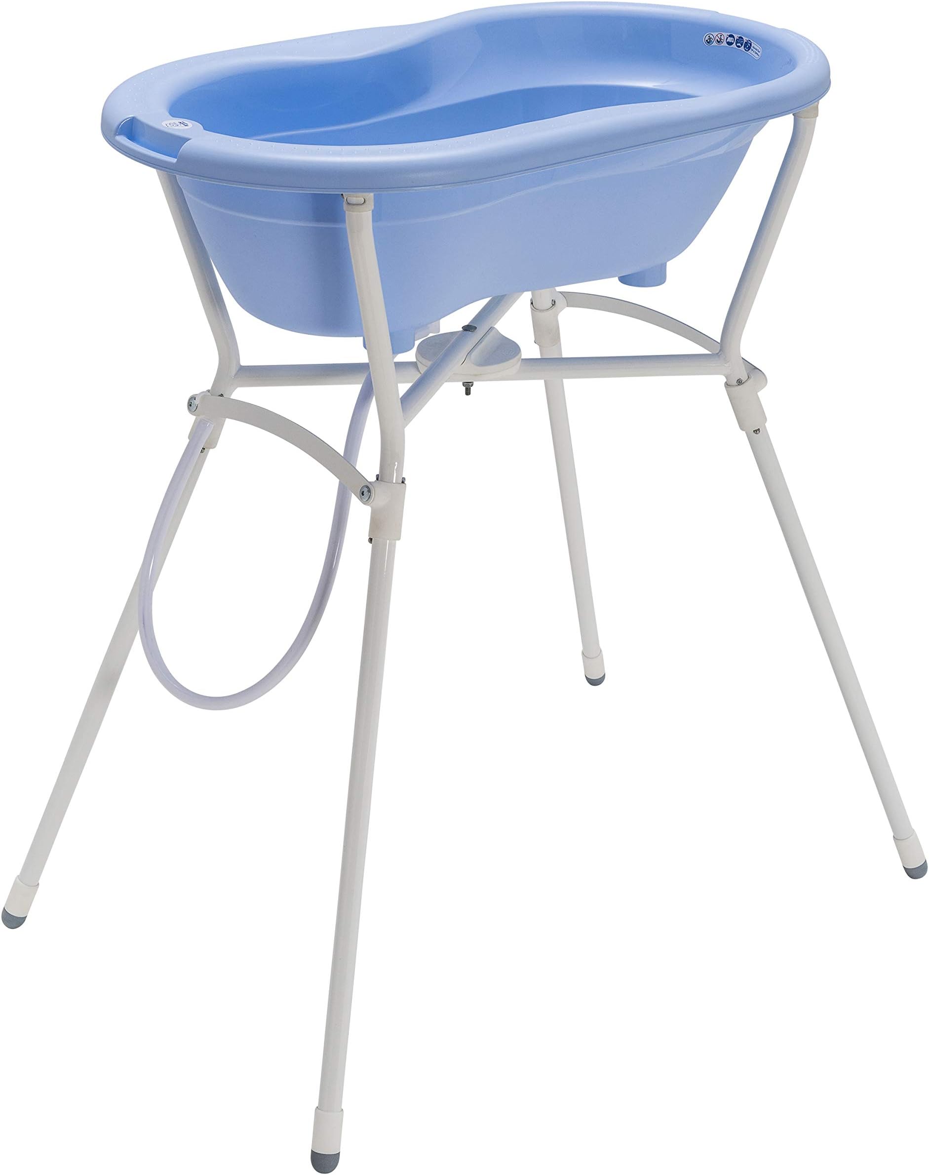 Rotho Babydesign Complete Bath Set with Bathtub and Folding Stand, 0-12 Months, Max 25kg, Top, Sky Blue, 21060028901