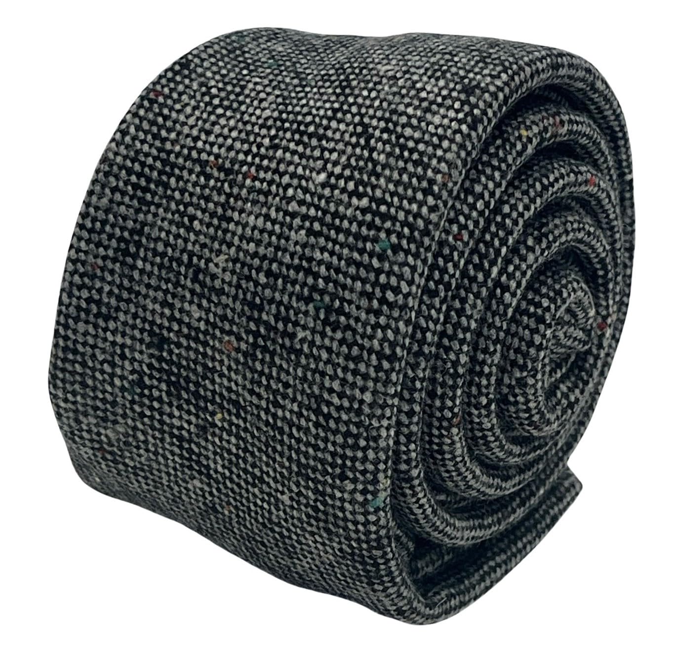 Frederick Thomas mens wool tweed tie in grey with multi coloured flecks
