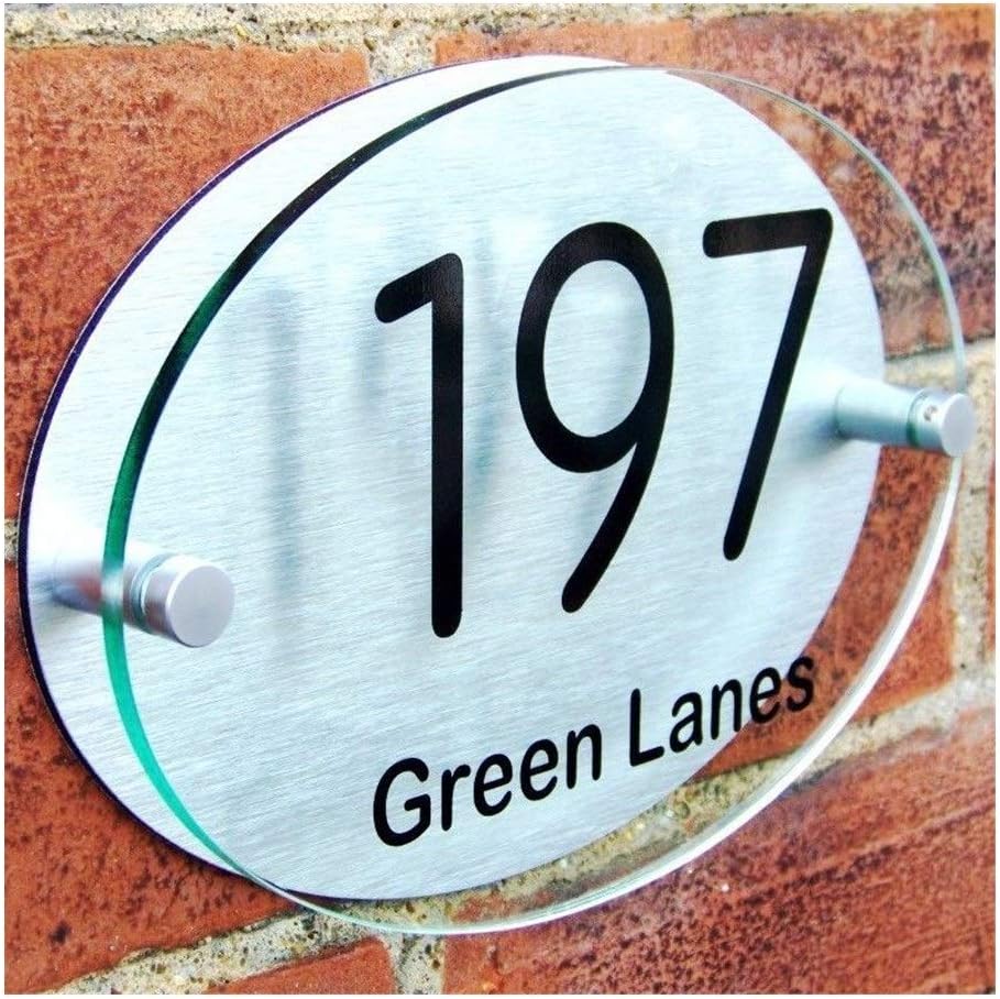 House Number Custom House Flag Acrylic Glass House Effect Plaque Bending Aluminum Composite Panels Digital (Color : Dark Khaki Size : 20x14cm)