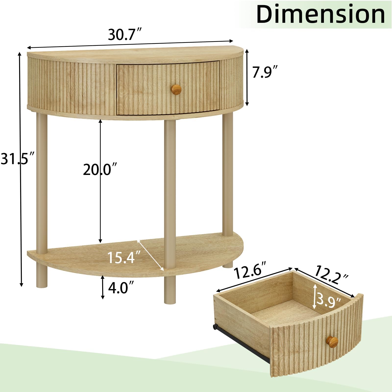 Snapklik.com : Wnutrees Fluted Half Moon Console Table, Bohemia Small ...