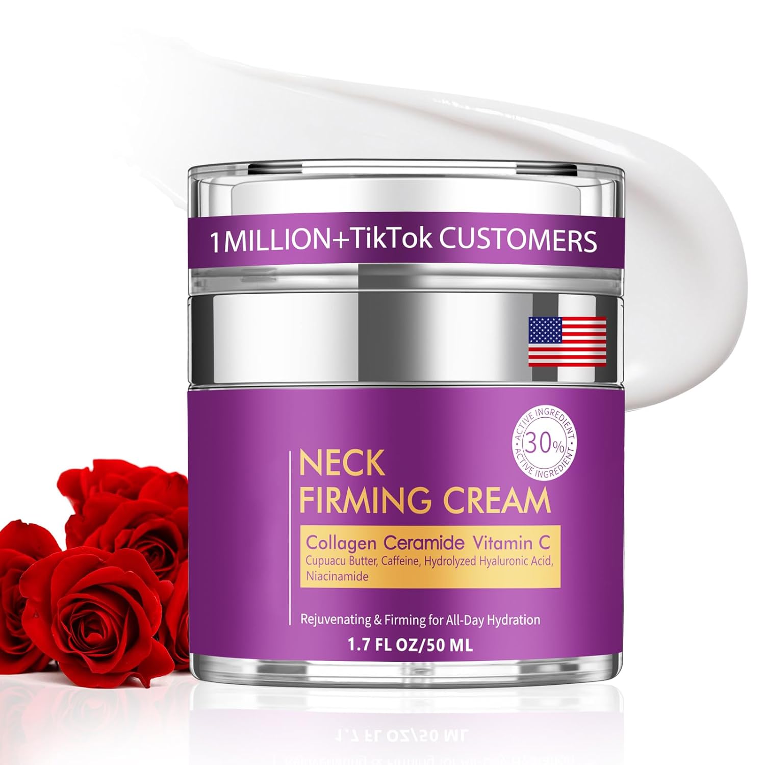 Neck Cream for Tightening and Firming, Fast-Absorbing Anti-Aging Neck & Face Cream with Collagen & Peptides, Visible Results in Days, Daily Moisturizing for Neck, Face & Chest, 1.7 Fl Oz