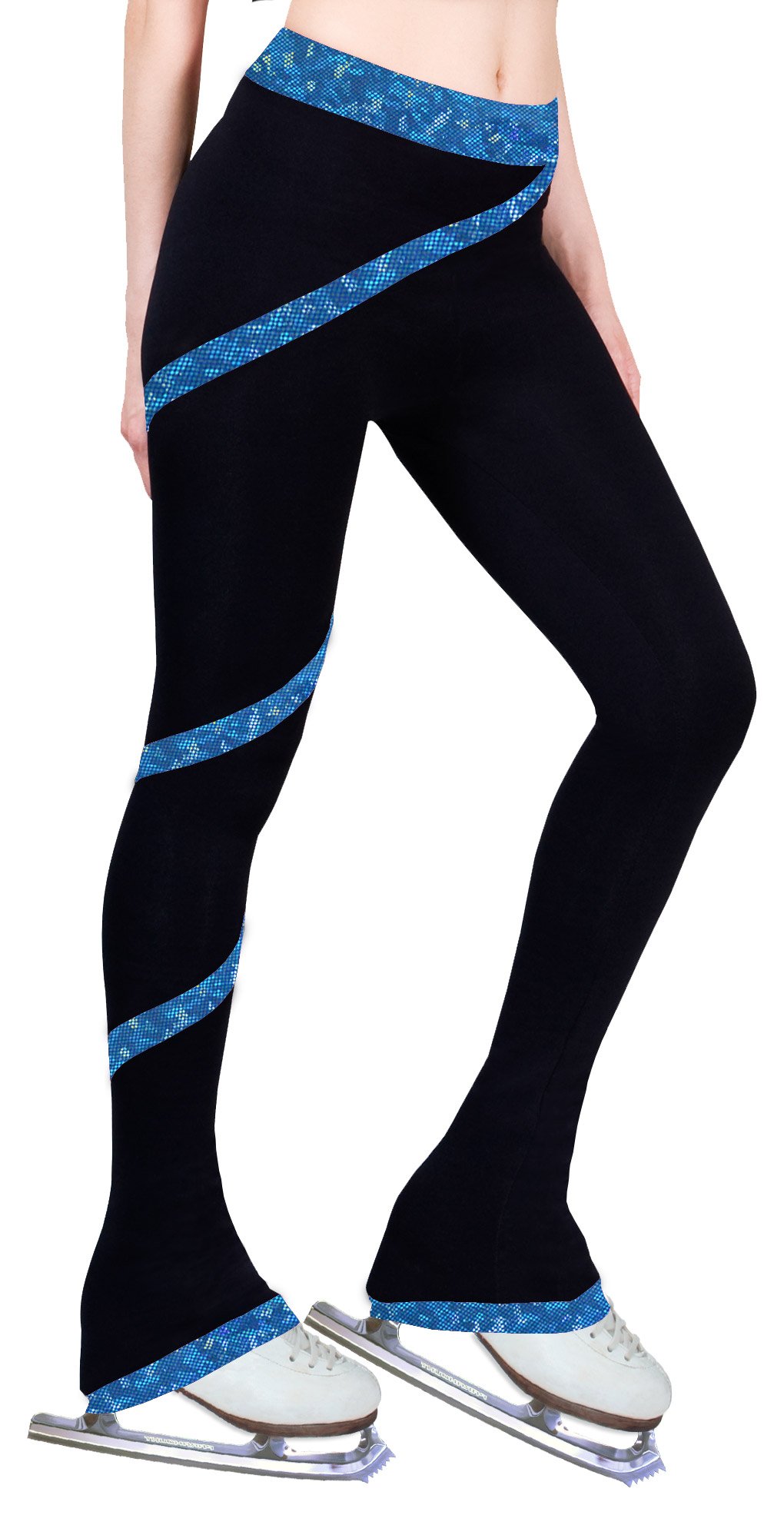 Figure Skating Spiral Polartec Polar Fleece Pants (Hologram Foil Blue, Adult Extra Small)