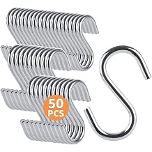 LANIAKEA 50PCS Stainless Steel S Hooks - 2 in 304 Stainless Steel S Shaped Hook Hangers, Heavy Duty Thick S Hanging Hooks for Products or Items, Chain Hardware
