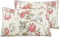Vista 20 de WINLIFE Juego de 2 fundas de almohada 100% algodón con estampado floral de jardín (estándar 20 x 26 pulgadas, lila)