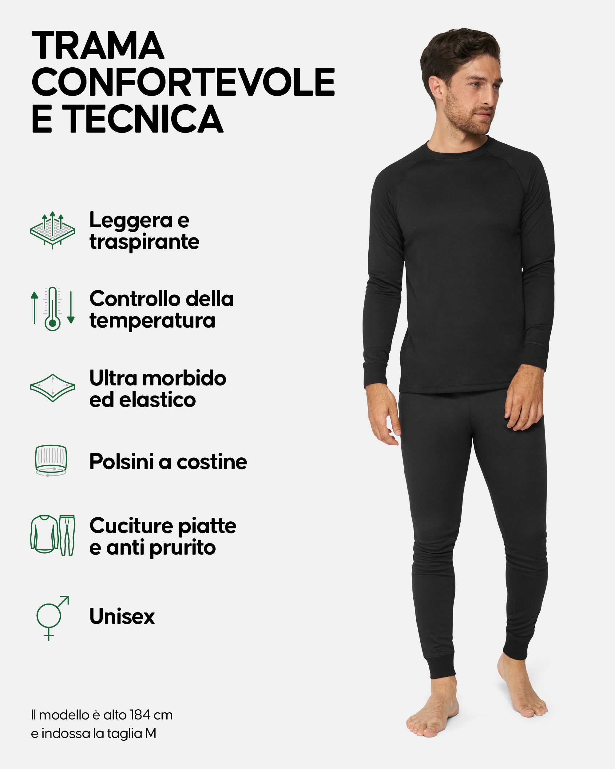 DANISH ENDURANCE Completo Maglia e Pantaloni Termici Uomo e Donna, Intimo Termico per Sci, Trekking