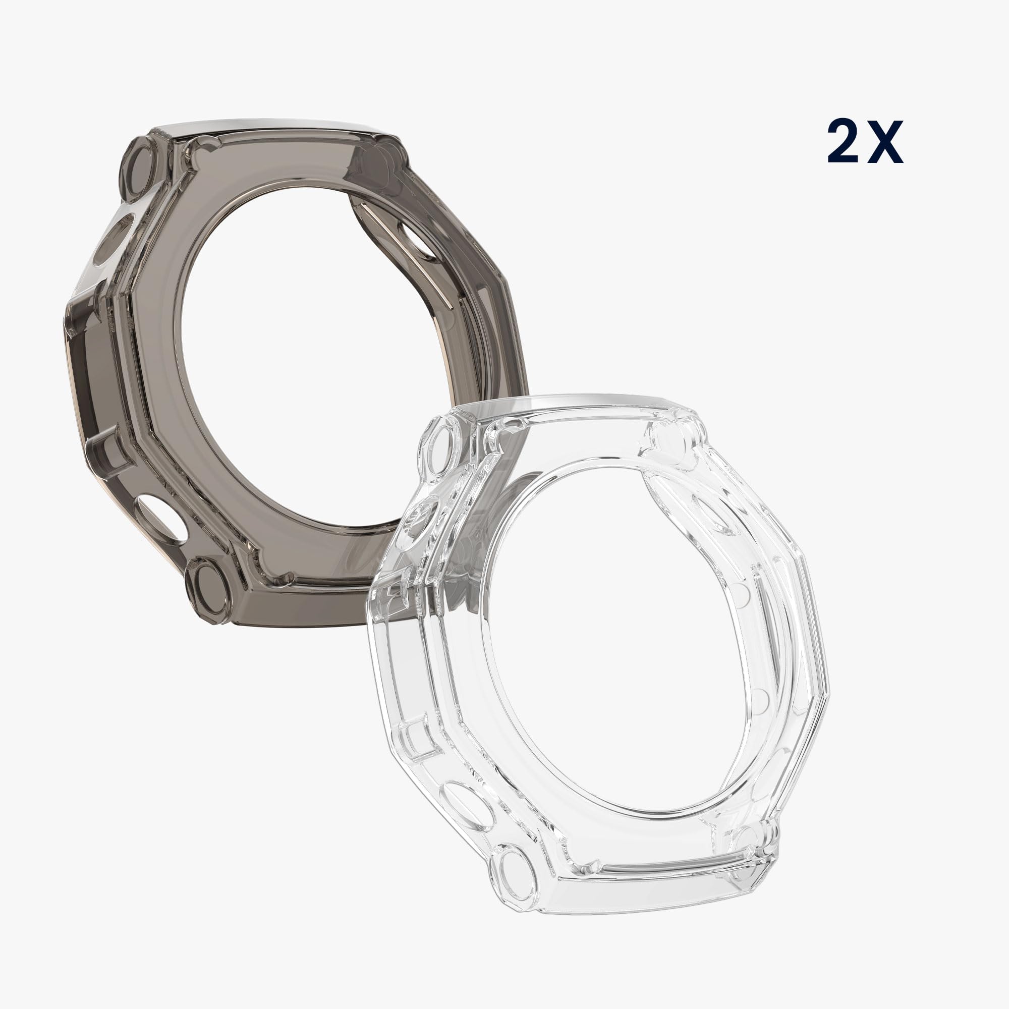 kwmobile Etui kompatybilne z Huami Amazfit T-Rex 3 obudowa - 2x silikonowa ramka ekranu do trackera fitness - przezroczysta-czarna