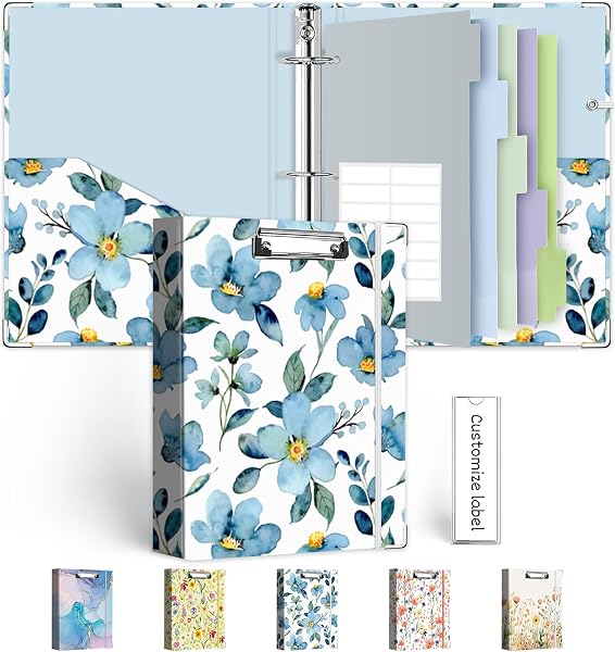 3 Ring Binder Organizer (Letter-Size) with 5-Tab Dividers Decorative Three Ring Binder for Women School Office Supplies
