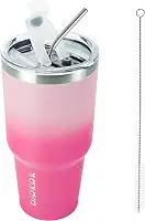 Copo térmico BJPKPK, com tampa e canudo, aço inoxidável, 887 ml, Sakura