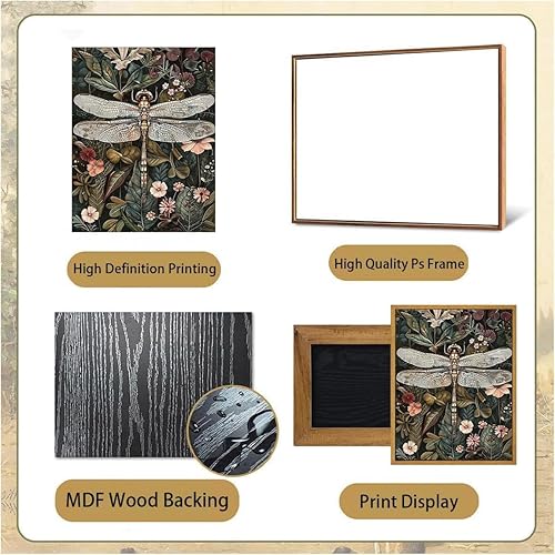 Miniatura 6 de Arte de pared (libélula oscura, 8x10, enmarcado)