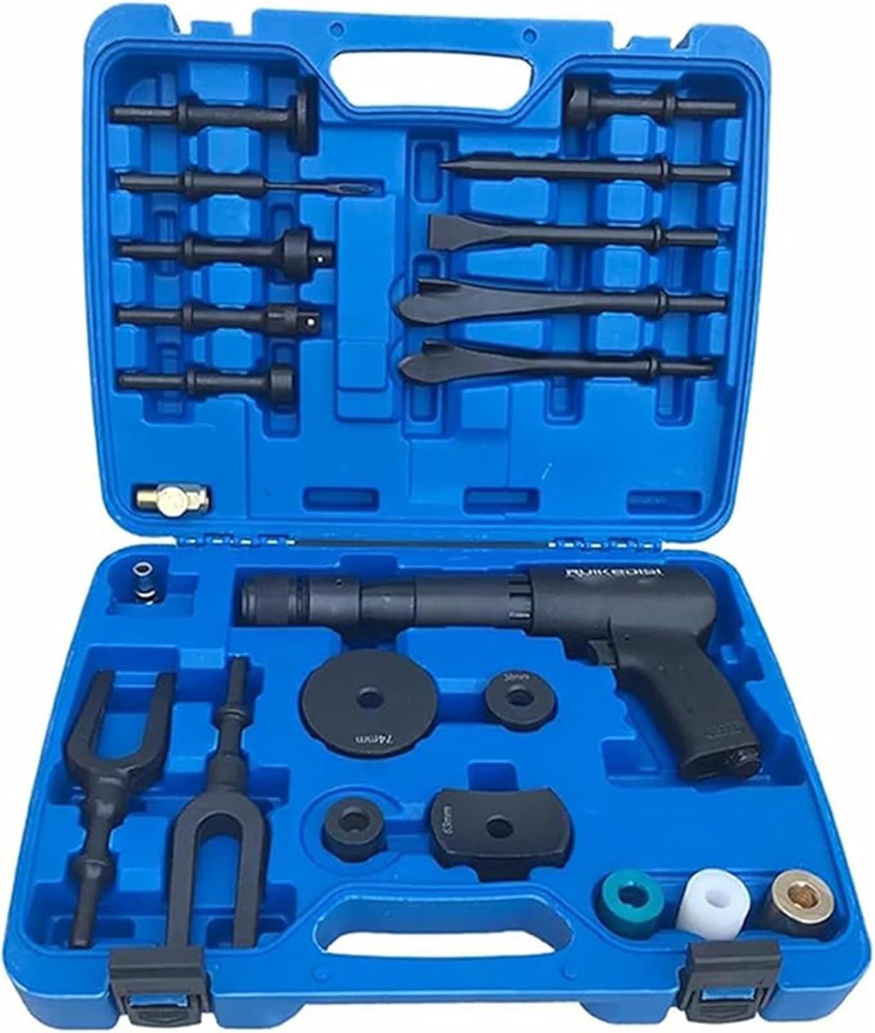 Heavy-Duty Pneumatic Concrete Breaker Air Hammer Kit with Flat Point Chisel & Ball Joint Remover for Auto Repair and Demolition