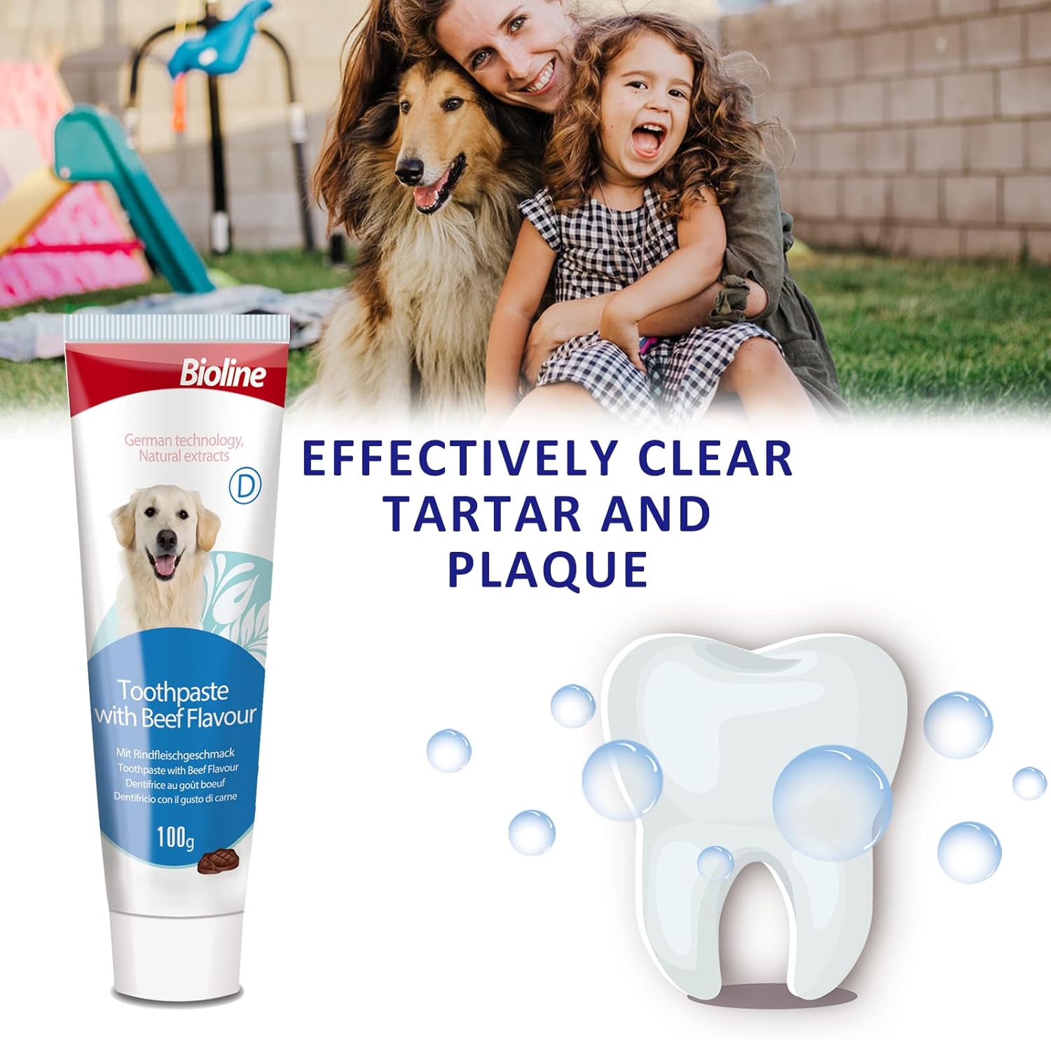 Bioline Dog Toothpaste Teeth Cleaning Plaque and Tartar Control Toothpaste for Dogs Eliminates Bad Breath Beef Flavor : Pet Supplies