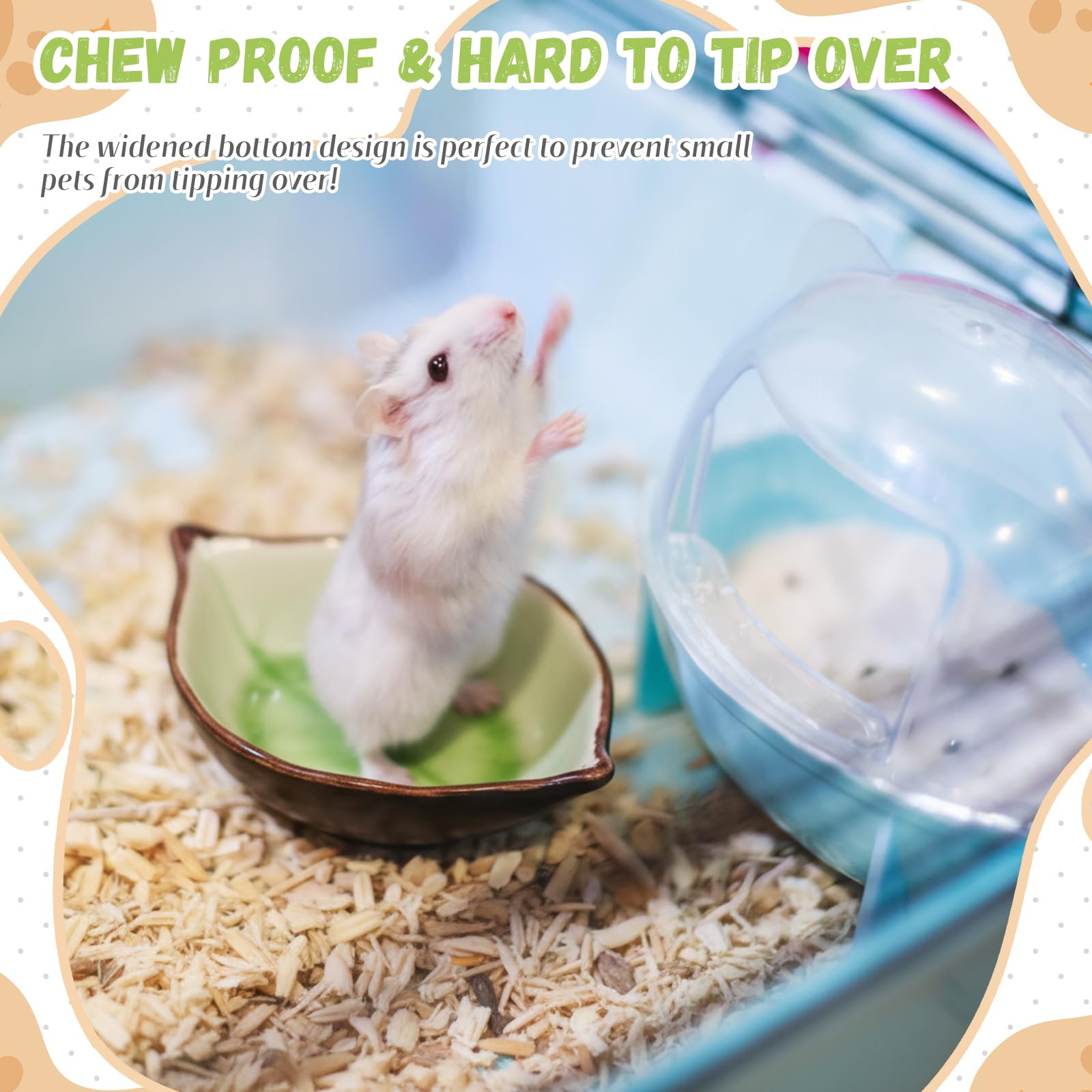 2 Stück Hamster Keramik Futternapf Blattform Futter Wasser Futternapf für Kleintiere Hamster Meerschweinchen Rennmäuse Zwerg Ratten Mäuse Chinchilla Igel Zuckergleiter