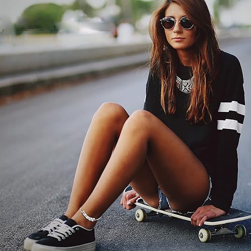 Miniatura 5 de Ankle Bracelets for Women Girls,Adjustable Silver Anklet for women 14K Chain Anklets Summer Beach Foot for Teen Girls