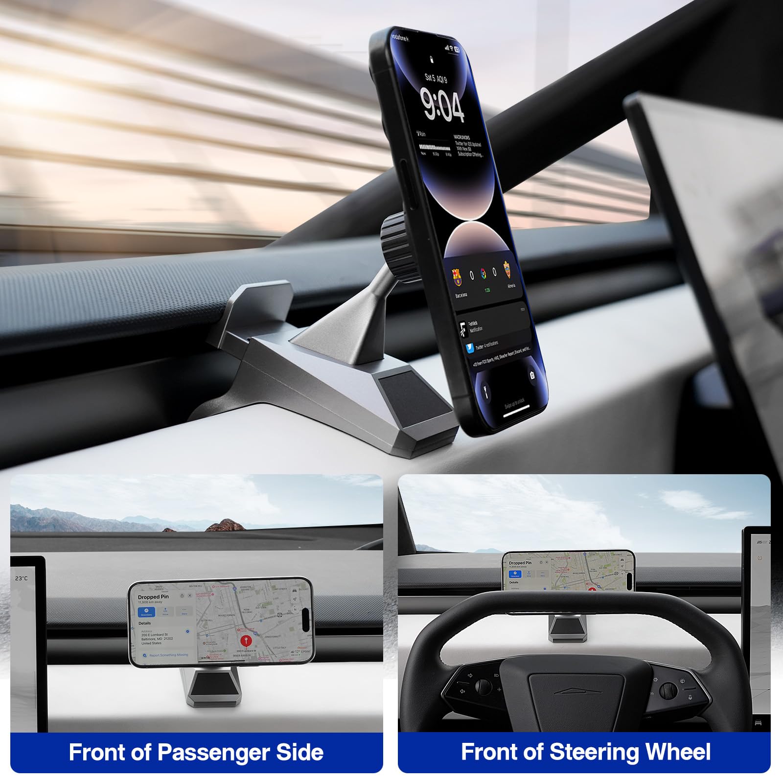 Soporte magnético para teléfono Tesla Cybertruck 2024, soporte ajustable para teléfono para accesorios Cybertruck compatibles con teléfono con anillo magnético