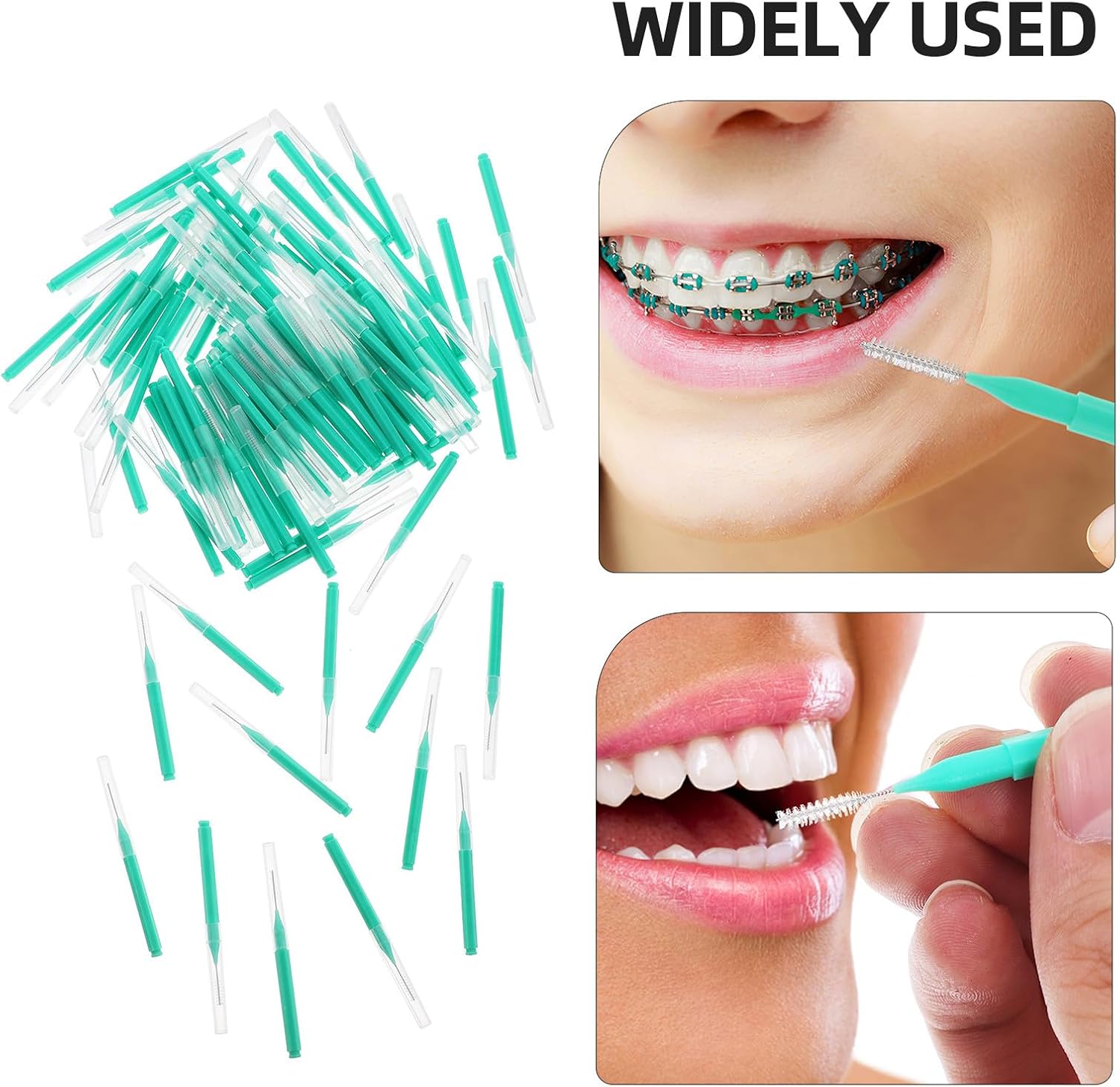 PRETYZOOM 100pcs Interdental Brushes: Interdental Cleaning Brushes for Braces and Gum Care - Floss Picks for Braces - Oral Cleaning Tools