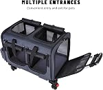 Pet Transporteur avec roues, sac de voyage roulant pour chats et chiens, gris, mesh Windows, poignée télescopique, poches de rangement