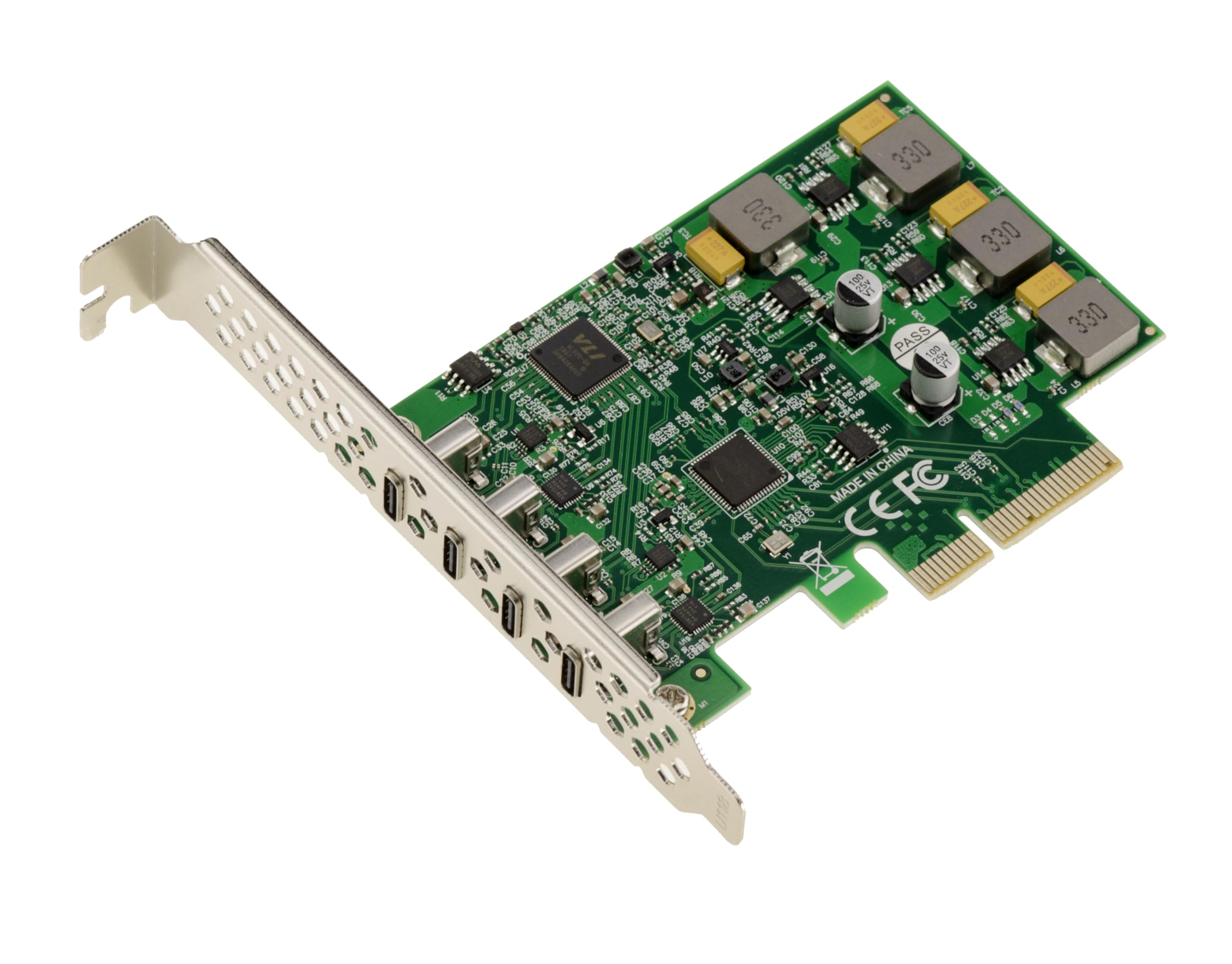 KALEA-INFORMATIQUE 4-portowa karta kontrolera PCIe USB 3.1 10G typu C z własnym zasilaniem. Za pośrednictwem chipsetu VL820 i ASM3142 USB 3.2 gen 2x1.