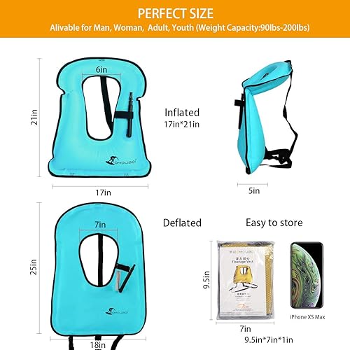 Miniatura 4 de OMOUBOI Chaleco inflable de snorkel para adultos mujeres hombres, chaquetas de esnórquel con correa para la entrepierna para snorkeling Natación