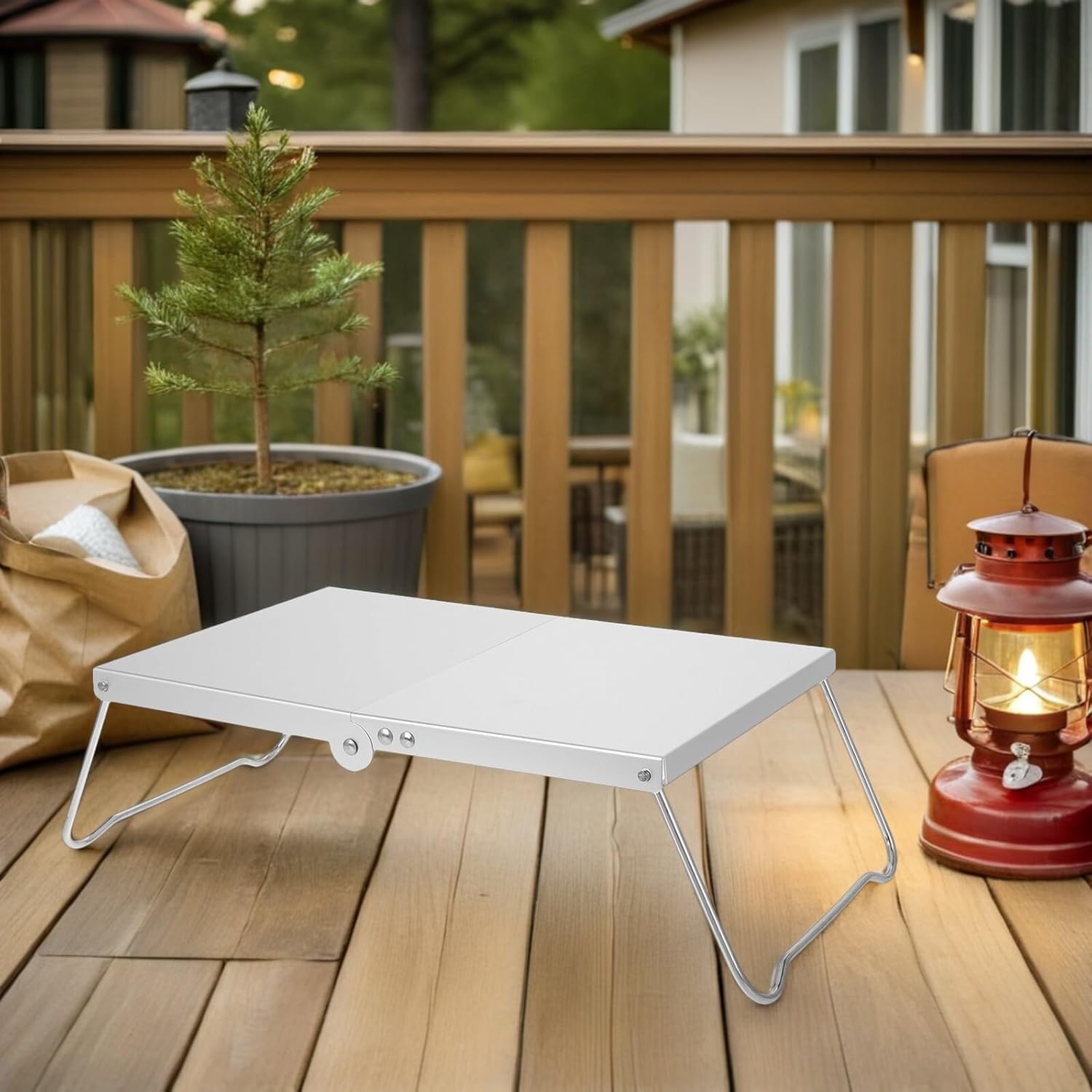 Cabilock 2pcs Portable Aluminum Folding Camping Tables – Lightweight Small Backpacking Tables with Heat-Resistant Surface for Outdoor Picnic, Beach, Hiking, and Travel Use