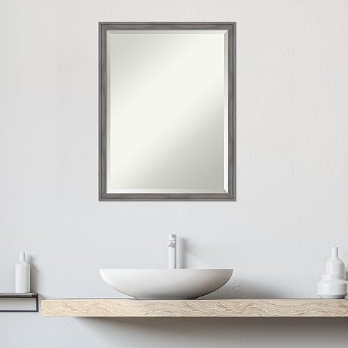 Miniatura 6 de Amanti Art Espejo de baño, espejo de pared gris Florence para usar como espejo de tocador de baño sobre fregadero (25.75 x 19.75 pulgadas), espejo