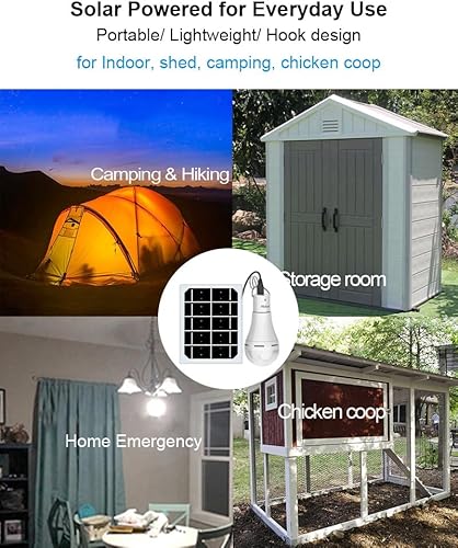 Miniatura 6 de Bombillas solares portátiles para interiores y gallineros, luz de gallinero con temporizador, luces solares LED para cortes de energía de emergencia