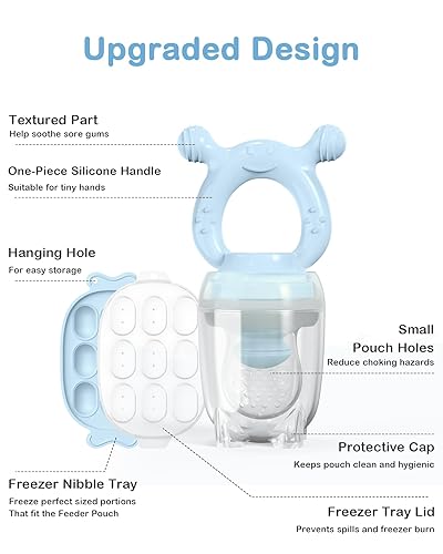 Miniatura 4 de Comedero de frutas de silicona para bebés con bandeja para congelador, mordedores para bebés, moldes para paletas de leche materna para aliviar la