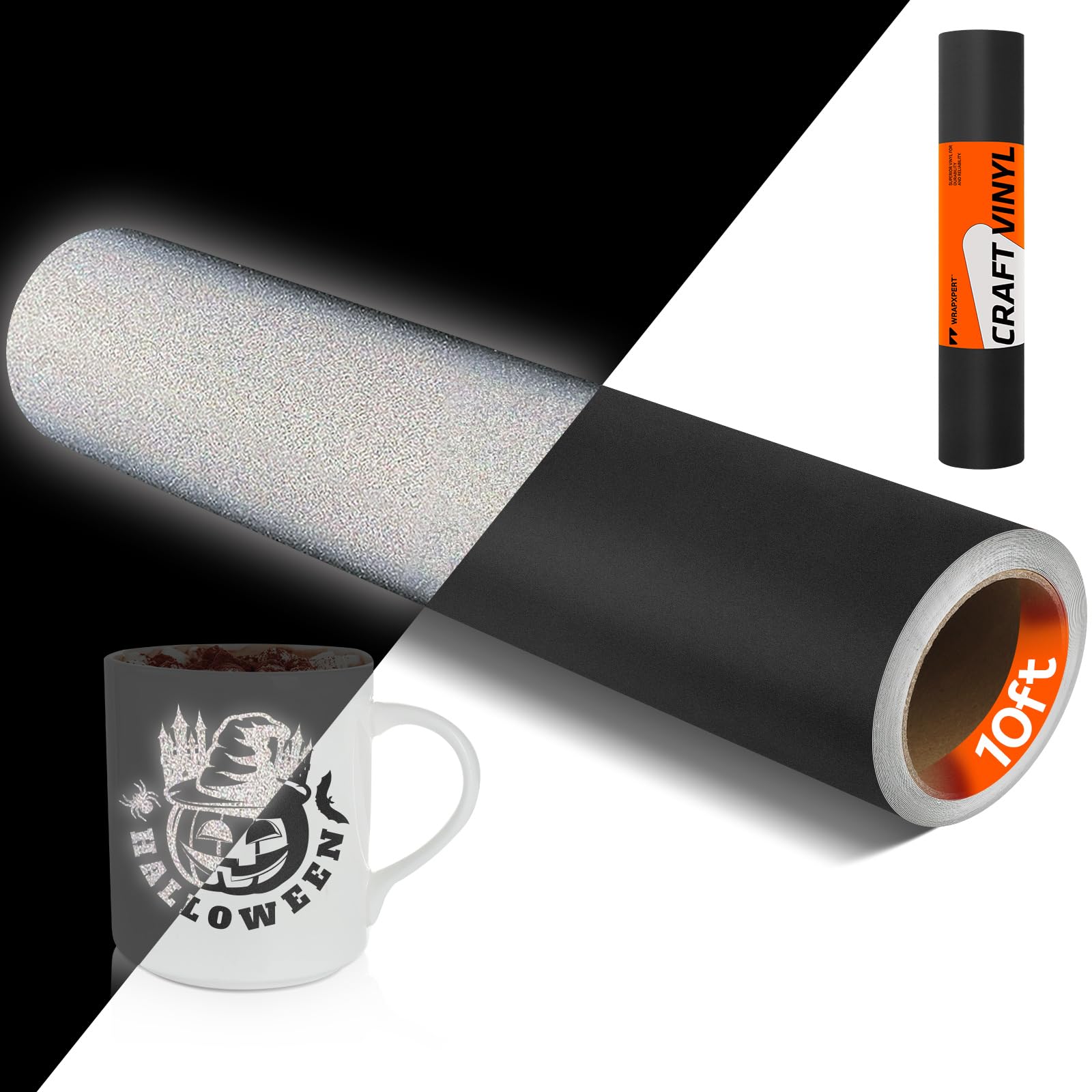 WRAPXPERT Black Reflective Vinyl, 12" x10ft Reflective Vinyl Permanent Adhesive Roll for Mailbox Numbers, Cars, Trucks, Motorcycles, Bikes, Helmets,Black