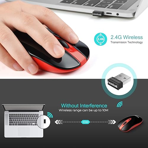 Miniatura 3 de LeadsaiL Wireless Computer Mouse, 2.4G Portable Slim USB Mouse, Silent Click Laptop Mouse with One AA Battery 3 Adjustable Levels, 4 Buttons