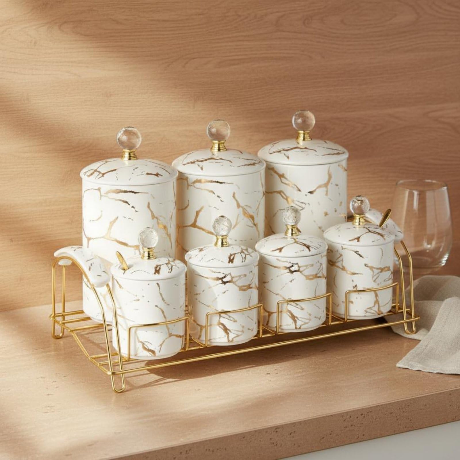 6 Pezzi Barattoli Sigillati Multiuso Contenitori Ermetici Ceramica Resistente Scatola Portaoggetti per Magazzino Alimentare, Verde Scuro