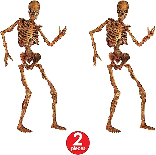 Miniatura 3 de Beistle d Gory Skeletons - Telón de fondo para fotos, 6 pies de alto, juego de 2 decoración de pared para fiesta de Halloween, espeluznante corte de