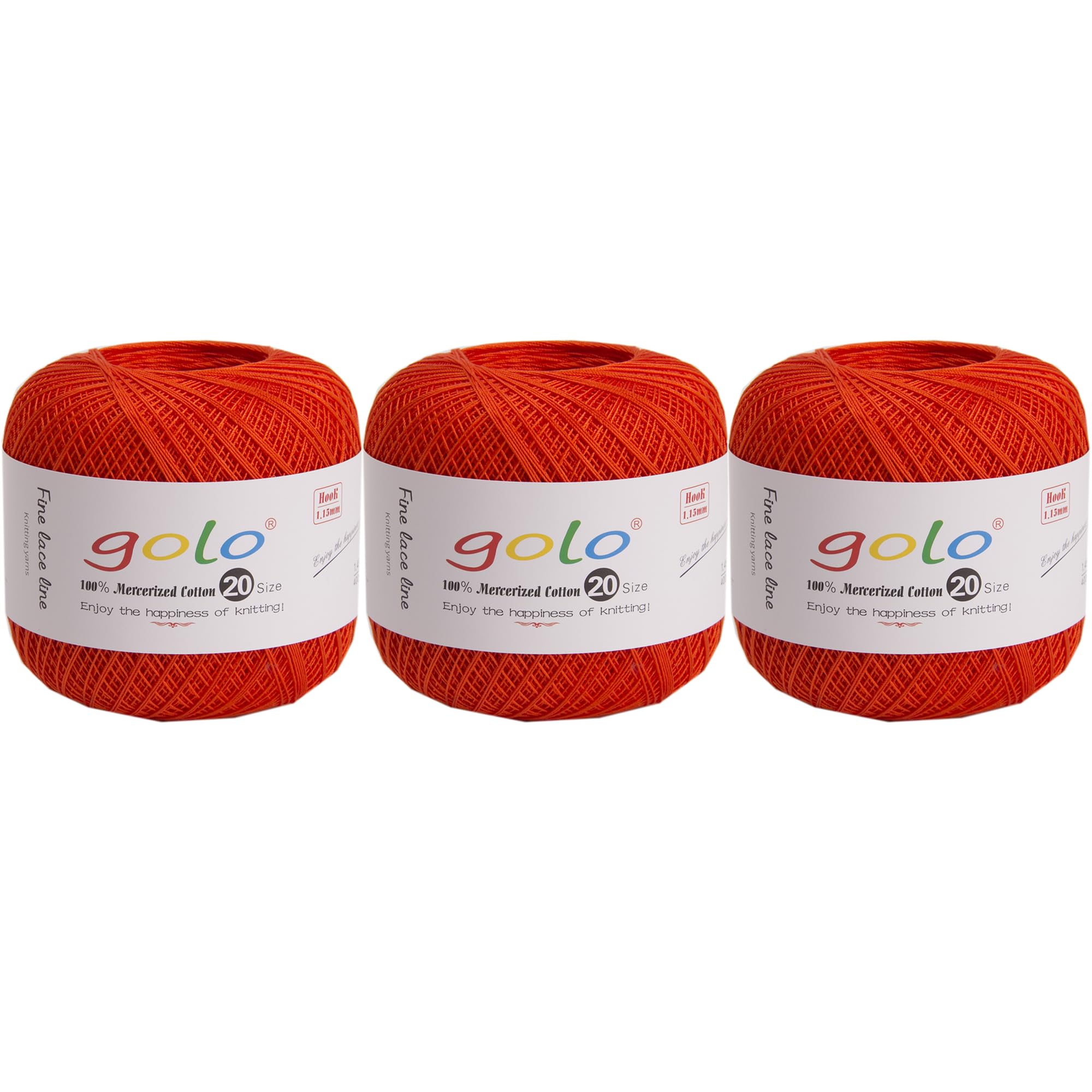 golo 3 Balls Crochet Thread Size 20 Yarn for Hand Knitting Embroidery Thread 172-Orange โ image 1