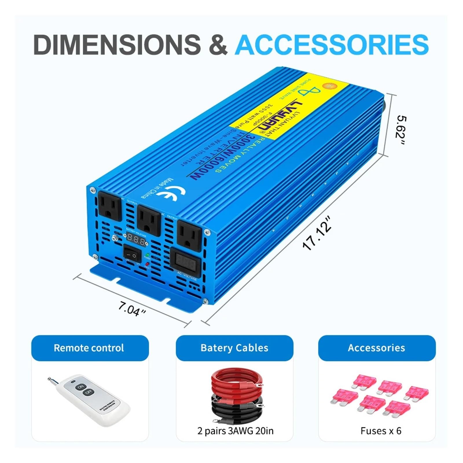 Falownik AC100V 110 V 6000 W czysta fala sinusoidalna wejście DC12V/24 60 Hz konwerter zasilania Outdoor Camping Off Grid(AC100V-110V-USA)