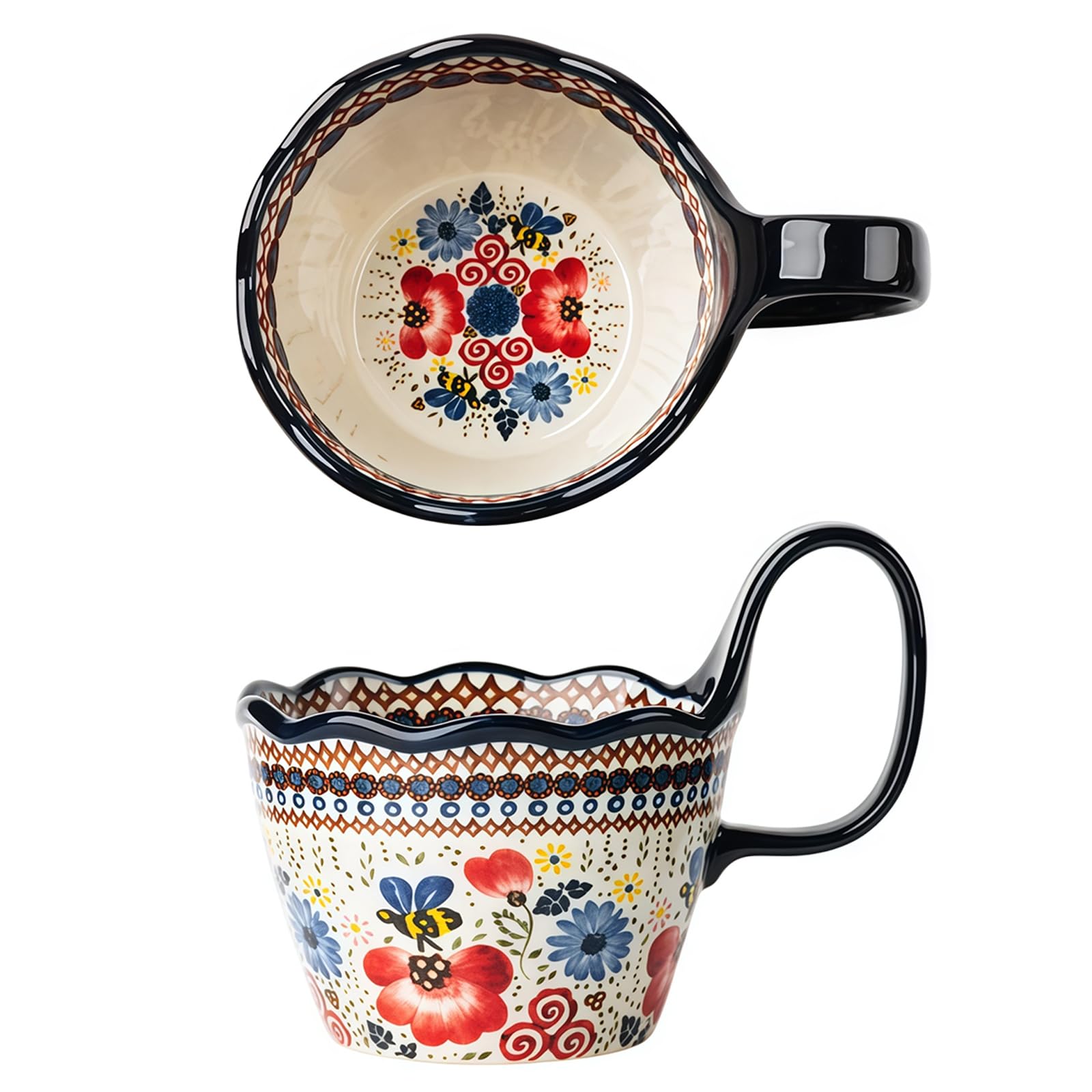 Jaamyears Ad Bouillon Cups, Soup Bowls With Handles, 400Ml Microwave Soup Mug For Breakfast, Milk, Desserts, Oatmeal
