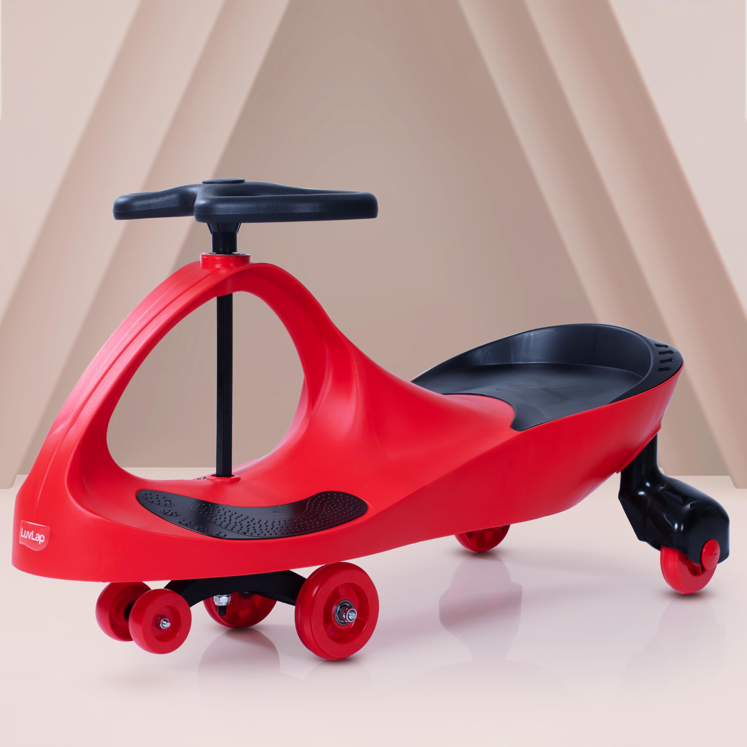 LuvLap Sunshine Swing Car, Push Car, Swing Car for Kids, Comfortable Seats & Durable, Smooth Wheels, Baby Car, Magic Toy, Ride On Toy, Kids Car, 3+ Years, Red & Black