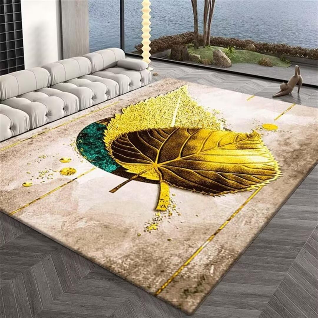 Tapis de salon doux et confortable grand format 200x300cm au design végétal raffiné