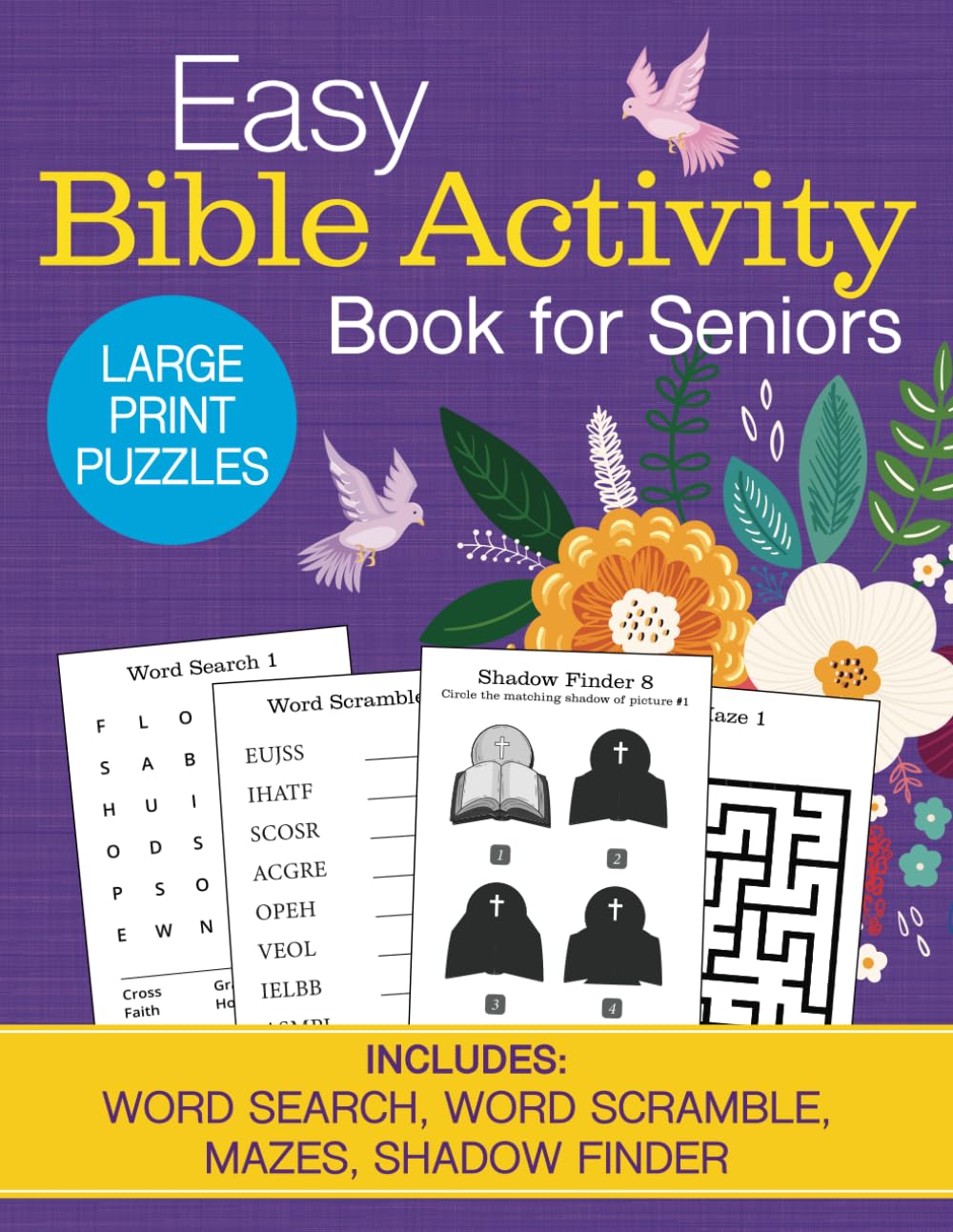 Easy Bible Activity Book for Seniors: Large Print Puzzles for Dementia (Easy Activity Books for Adults)