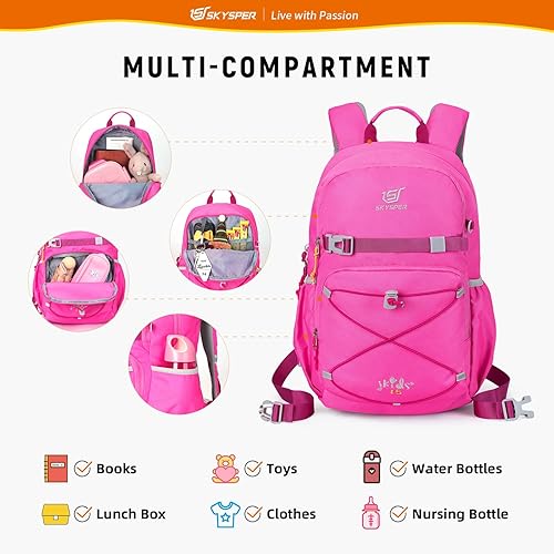 Miniatura 2 de SKYSPER Mochila para niños, mochila de viaje de 15 litros, pequeña edad de 4 a 6 años, diseño ergonómico, multicompartimento, transpirable, bolsa de