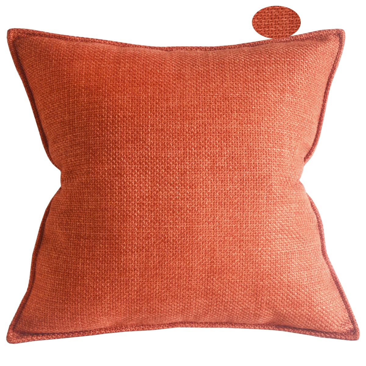 Lutanky Elegant Linen Cushion Cover Decorative Square Throw Pillow Case for Sofa Bedroom Car with Invisible Zipper Orange-red (45x45cm,1 Piece) โ image 1