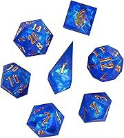 Vista 10 de Cusdie - Dados D&D de bordes afilados, 7 dados D&D, juego de dados poliédricos hechos a mano, para juego de rol Pathfinder