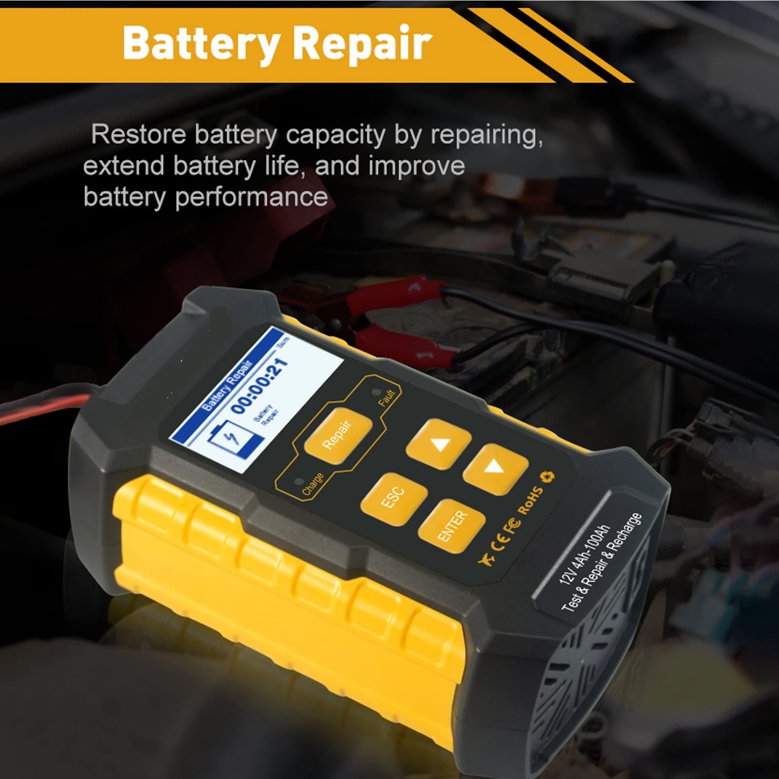 Tester baterii, KW510. Pełna automatyczna 1. 2V 5a. Tester samochodowy Tester akumulatorów Ładowarki Przyskulacyjne Naprawa do automatycznego układu Cranking/System Ładowania
